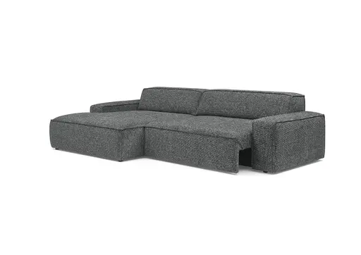 Ecksofa - Longchair links mit 2-Sitzer, Sitzvorzug motorisch, Stoff, Anthrazit