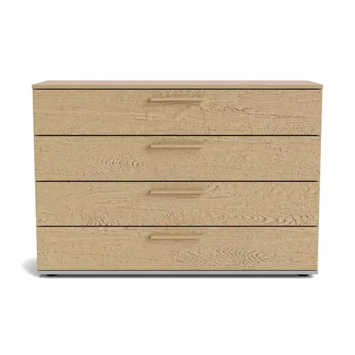 Kommode Caluma - Lack Taupe, Balkeneiche Riffholz