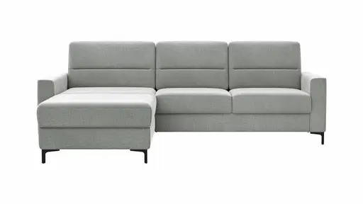 Ecksofa Merlos H - Longchair links und 2,5-Sitzer rechts inkl. Relaxfunktion (motorisch), Stoff, Grau