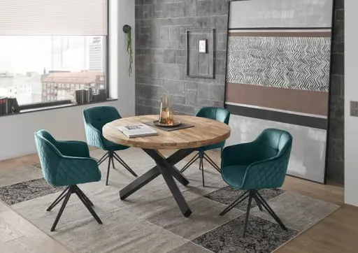 Armlehnstuhl - drehbar, Samt, Grün