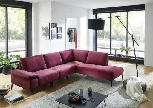 Polsterecke EM Venedig - 1,5-Sitzer mit Ecke rechts, Stoff, burgunder