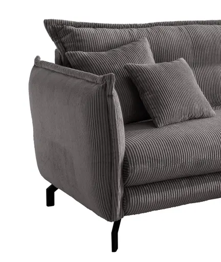 Ecksofa - 2-Sitzer, Ecke rechts, Armlehnen verstellbar, Stoff, Grau