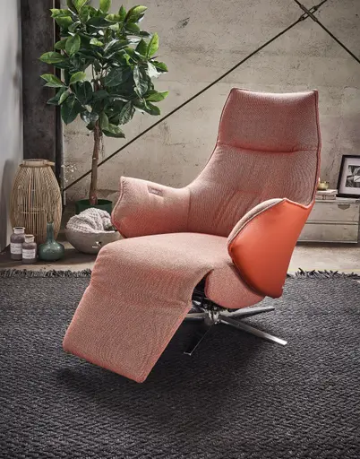 Relaxsessel Girona -  inklusive motorischer Relaxfunktion, Stoff, Leder, Rose