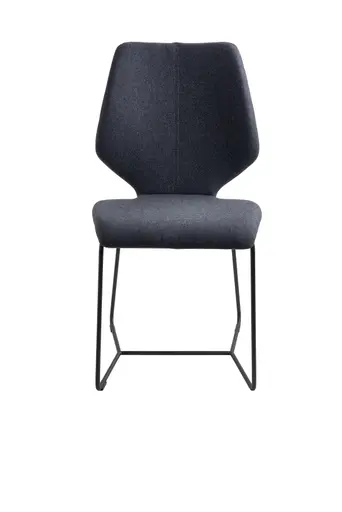 Stuhl Penthouse - Stoff, Steingrau, Leder, Cognac, Kufen, Anthrazit