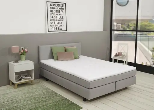Boxspringbett- Liegefläche ca. 120x200 cm, Stoff, Grau