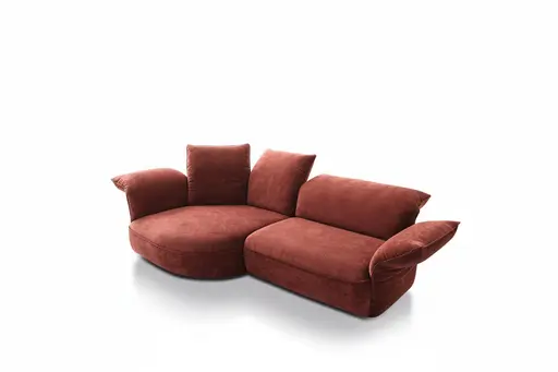 Ecksofa - Ecke links mit 1-Sitzer, Kopfteil/Armlehne verstellbar, Stoff, Rost