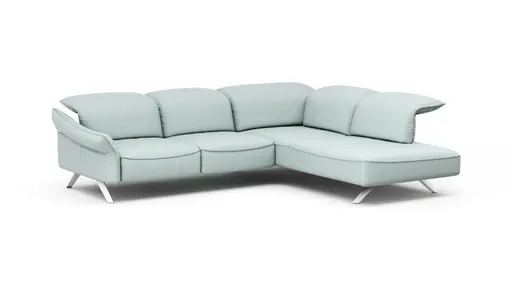 Ecksofa Bormio - 2,5-Sitzer, Ecke rechts, inklusive Kopfteilverstellung, Leder, Jade