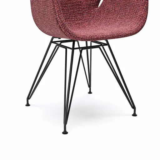 Armlehnstuhl Tooon - Stoff Weinbeere, Gestell Metall, Schwarz