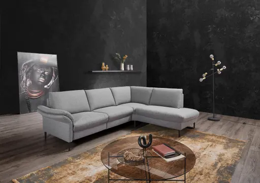Ecksofa - 3-Sitzer mit Ecke rechts, Stoff, Grau