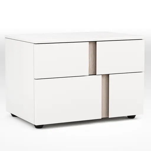 Nachttisch Loretto - Lack matt, Weiß