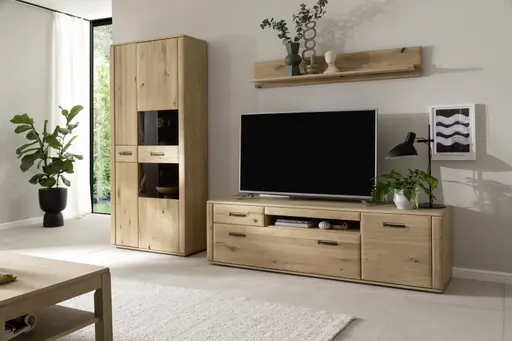 Wohnwand - Balkeneiche, massiv