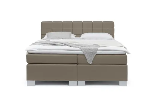 Boxspringbett HAIKOS- Liegefläche ca. 180x200 cm, Stoff, Hellbraun, Bonell, Inkl. Topper