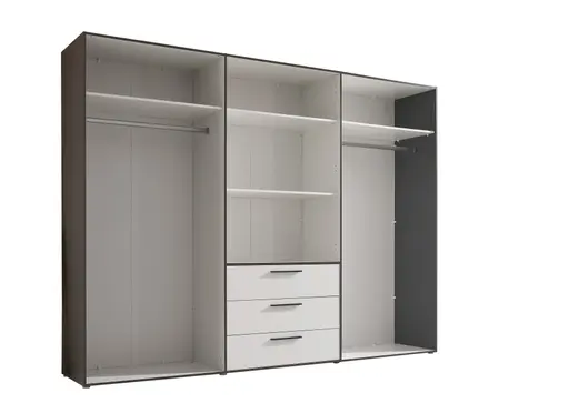 Drehtürenschrank- B ca. 270 cm, Graphit, Weiß
