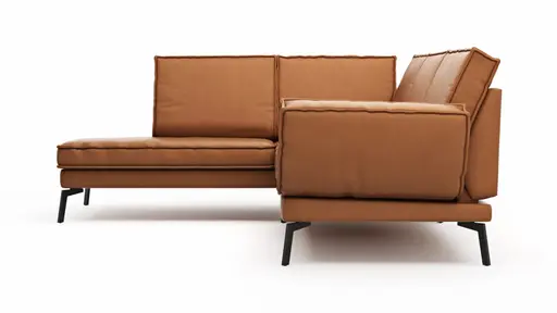 Ecksofa My -  Ecke links mit 2-Sitzer, Rückenlehne, Armlehne  verstellbar und Drehsitze, Leder, Cognac