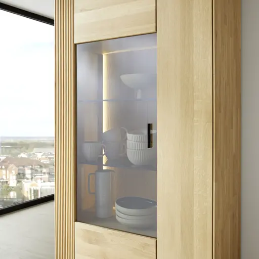 Vitrine Estana - inkl. Beleuchtung, Eiche massiv, legno