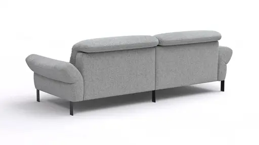 Ecksofa David - Longchair links mit 1,5-Sitzer inkl. Kopfstütze/Armlehne verstellbar, Stoff, Hellgrau