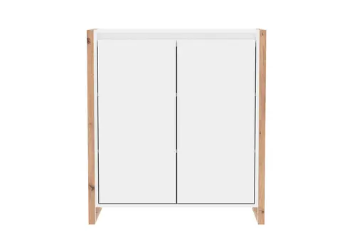 Kommode - B ca. 80 cm, Weiß, Artisan Eiche Nachbildung