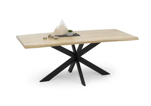 Esstisch - LB ca. 200x100 cm, Eiche massiv geölt, Wellenkante, Schwarz