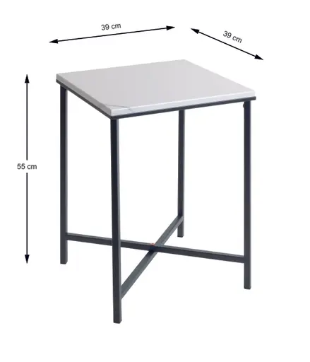 Beistelltisch - LB ca. 39x39 cm, Marmoroptik, Anthrazit
