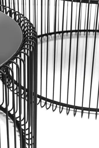 Couchtisch-Set- Stahl, Schwarz, Glas, Schwarz