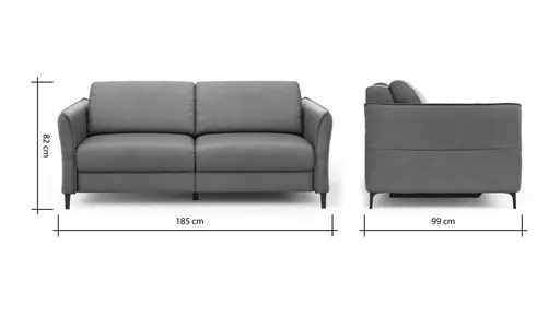 Sofa Mendoza - 2,5-Sitzer, Relaxfunktion (motorisch), Armlehne verstellbar, Leder, Eisblau