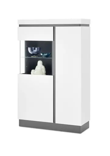 Highboard-Vitrine - Alpinweiß, Anthrazit