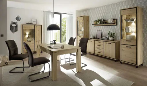 Vitrine FARIDA - Eiche Dekor, Schwarz