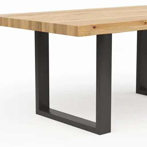 Esstisch Clifton - LB ca. 180x100 cm, Wildeiche massiv, Schwarz verfüllt