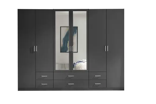 Drehtürenschrank- B ca. 271 cm, Graphit, Spiegel