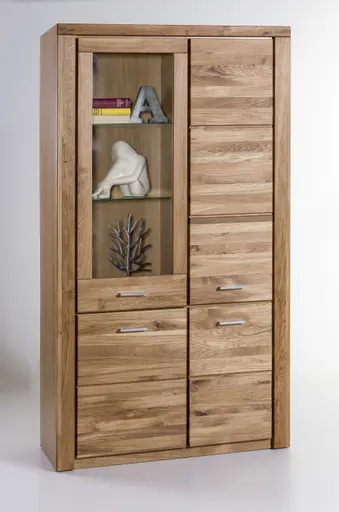 Vitrine - mit Beleuchtung, Wildeiche teilmassiv, geölt