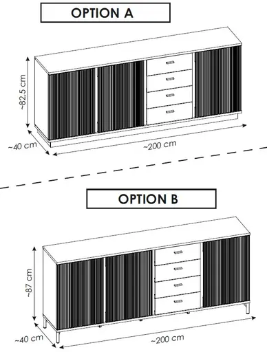 Sideboard - B ca. 200 cm, Kaschmir, Cremona Eiche Nachbildung
