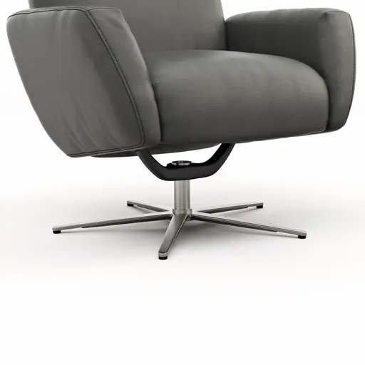 Einzelsessel Terni - Relaxfunktion, Sternfuss, Leder, Grau, 