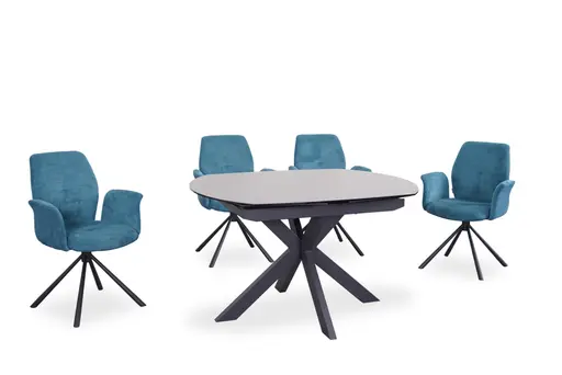 Armlehnstuhl MANOA - drehbar, Stoff, Petrol