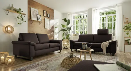 Sofa CALM PLUS 2.0 - 3-Sitzer, Relaxfunktion teilmotorisch, Stoff, Dunkelbraun