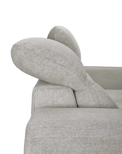 Ecksofa - 2-Sitzer mit Ecke rechts, Schlaffunktion mit Bettkasten, Stoff, Silbergrau