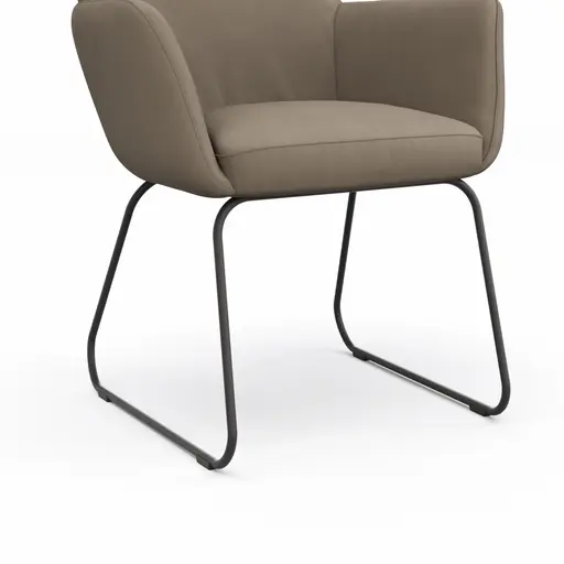 Armlehnstuhl Nashville - Leder, Taupe