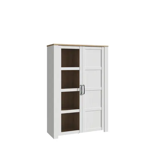 Vitrine FELLIAN- B ca. 106 cm, Weiß, Eiche Dekor