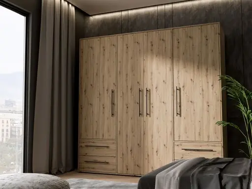 Drehtürenschrank FATHIE- B ca. 206 cm, Eiche Dekor