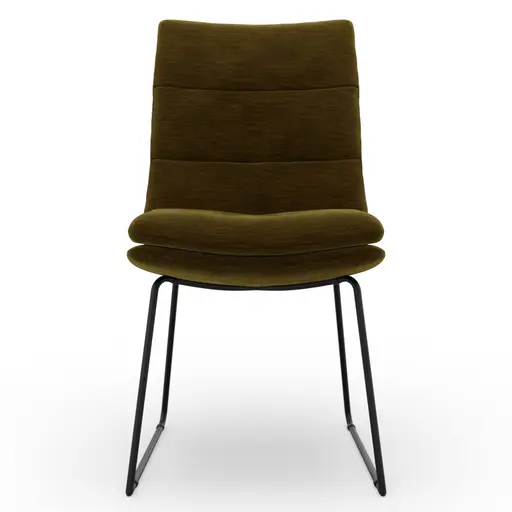 Stuhl Jukka - Kufe, Stoff, Khaki