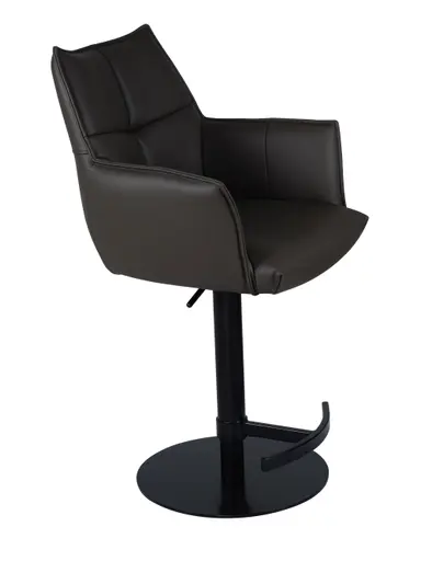 Barhocker MELE - drehbar, höhenverstellbar, Leder, Dunkelbraun