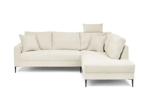 Ecksofa - 3-Sitzer, Ecke rechts, Stoff, Creme