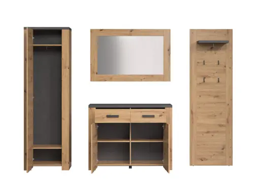 Garderobenschrank - Eiche Dekor, Anthrazit