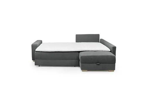 Ecksofa Jyte - 2-Sitzer mit Ecke rechts, Schlaffunktion mit Bettkasten, Stoff, Dunkelgrau