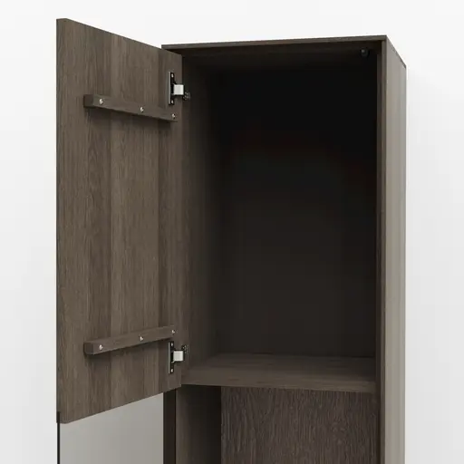 Hängevitrine Saratoga - Anschlag Links, Buche massiv, silbergrau geölt