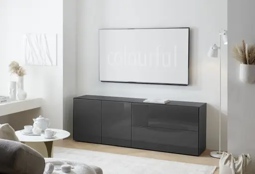 Lowboard - B ca. 181 cm, Anthrazit, Keramikoptik