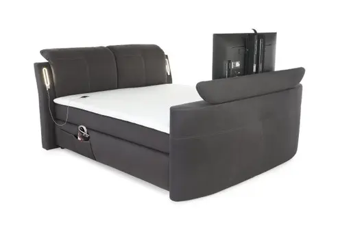 Boxspringbett- Liegefläche ca. 180x200 cm, Stoff, Dunkelgrau