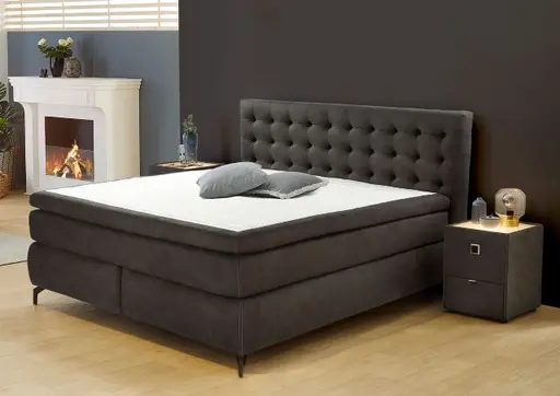 Boxspringbett- Liegefläche ca. 180x200 cm, Stoff, Grau