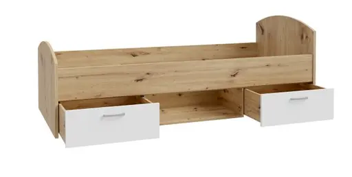 Bettgestell FILIPO- Liegefläche ca. 90x200 cm, Eiche Dekor, Weiß