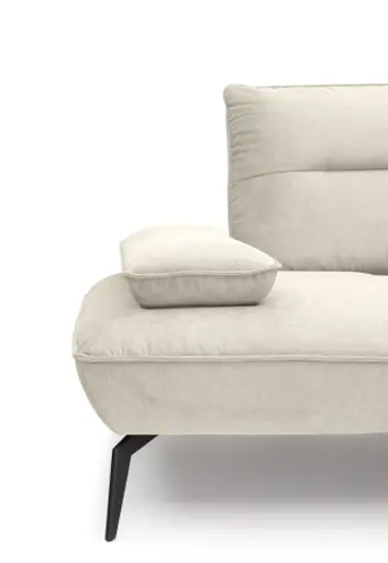 Ecksofa PAYTON - Ecke links, 2-Sitzer inkl. Rückenneigung, Armteilverstellung, Stoff, Creme (Ausstellungskombination)