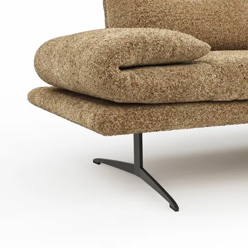 Ecksofa Lucero 2.0 - 2-Sitzer mit Longchair rechts inkl. Sitztiefenverstellung, Drehsitz und Sitztiefe verstellbar, Stoff, Cognac